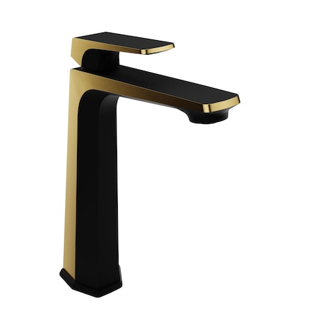 Anzzi 1-Handle Bathroom Vessel Sink Faucet in Matte Black and Brushed Gold L-AZ904MB-BG